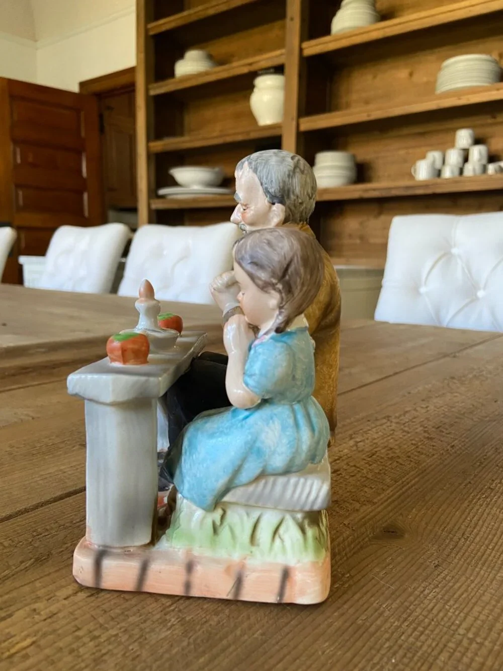 Vintage Norleans Japan Porcelain Old Man & Child Praying Figurine 7